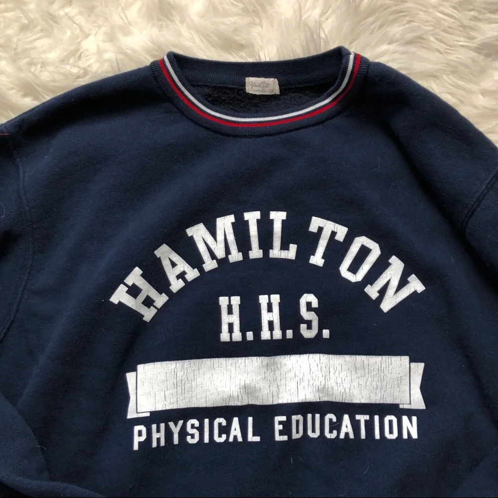 Brandy Melville Hamilton Sweatshirt sweater vintage crewneck navy blue small - Picture 2 of 7
